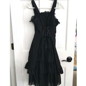 Whimsigoth Lolita women's dress Ruffled Tiered Corset laceup Witchy Size S